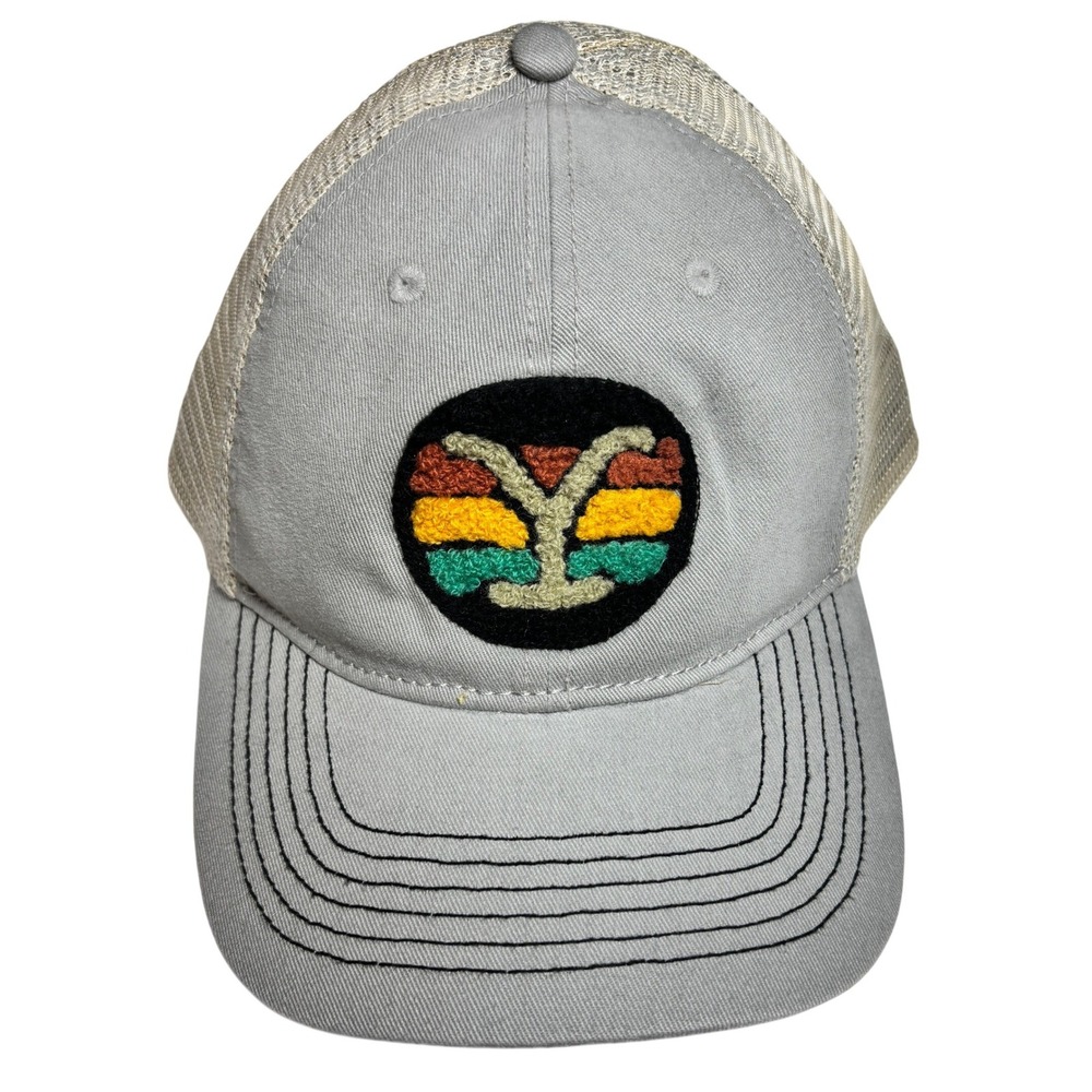 Wrangler Yellowstone Trucker‎ Hat Gray Chenille Logo Patch Snapback Mesh Back